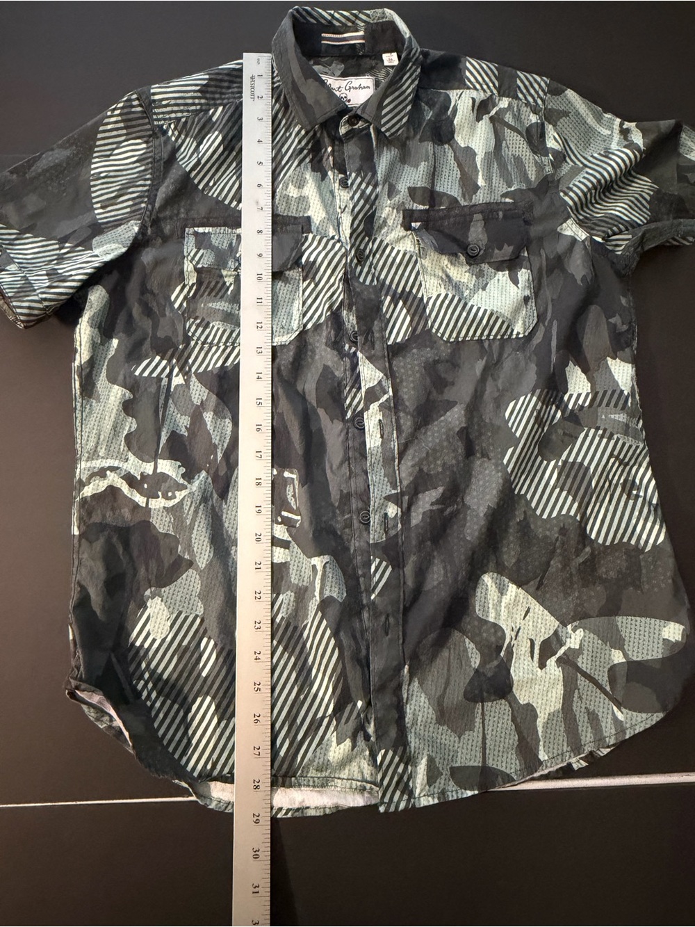 Robert Graham Short Sleeve Camo Button-Down Shirt - Black/grey/green - Picture 5 of 7